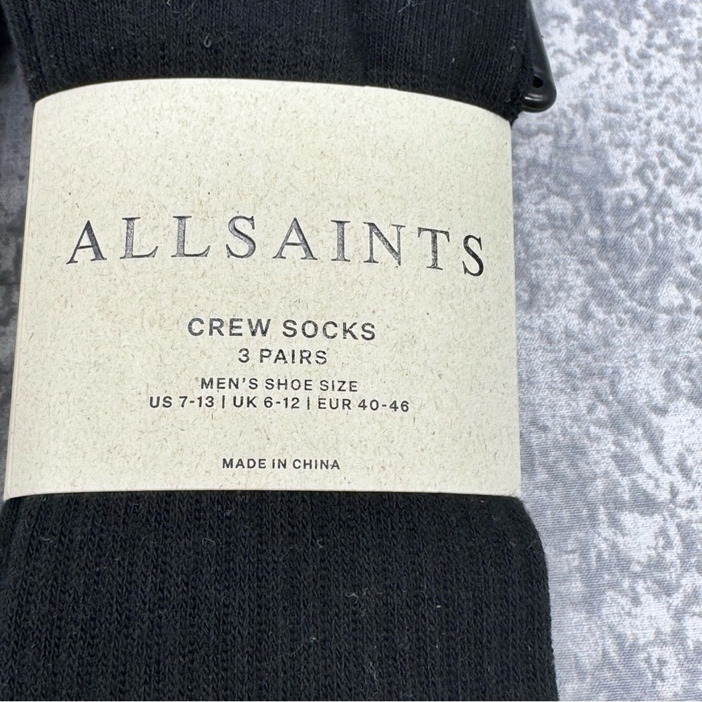 All Saints Classic Black Crew Socks - 2 packs- 3 in each pack (6 total) - Picture 4 of 4